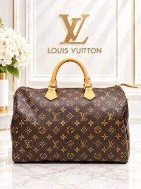 Authentic Louis Vuitton Speedy 35 Monogram Canvas Brown Vintage Luxury Handbag